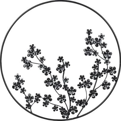 Produktbild von BELIANI Wanddekoration Schwarz Eisen Blumen Kreis Einteilig Handgemacht Modern Wandobjekt Wanddeko für Schlafzimmer Wohnzimmer Flur Küche Esszimmer