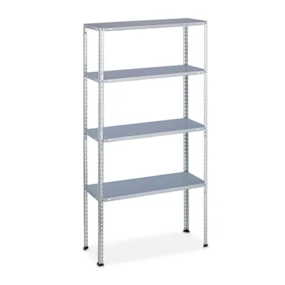 Zdjęcie produktu dla 2 x regał do dużych obciążeń, nośność: 200 kg, 4 półki, wys. x szer. x gł.: 150 x 75 x 30 cm, do piwnicy i garażu, stal, ocynkowana, srebrna