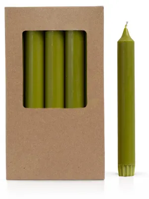 Image de Bougies en cire rustiques, couleur vert olive, diamètre 2,2 cm, longueur 19 cm, lot de 10