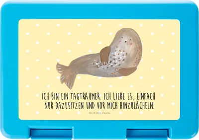 Produktbild von Mr. & Mrs. Panda Brotzeitdose Robbe Lachen - Gelb Pastell - Geschenk, Bento Box, Brotzeitbox, Tiere, Nordsee, Snackbox, Ostsee, Znünibox, Bentobox, Strand, Seehund
