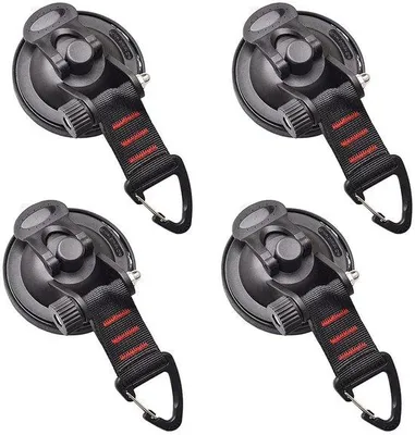 Produktbild von Unyqoos® 4er-Saugnapf-Set mit Haken – Multifunktionale Saugnäpfe für Auto, Camping & Haushalt, selbstklebende Gelbasis, bis 10 kg Tragkraft
