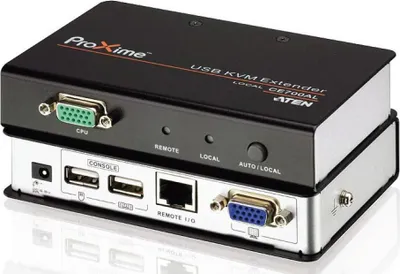 Produktbild von ATEN USB-VGA-Cat-5-KVM-Extender (1280 x 1024 bei 150 m), Sender und Empfänger, Kabelgebunden, 150 m, Cat5e, 1920 x 1200, 1600 x 1200, 1280 x 1024, Schwarz, Grau
