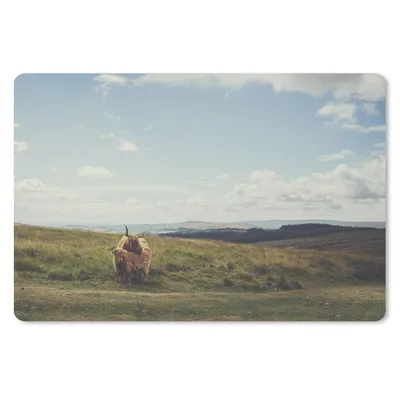 Produktbild von MuchoWow® Mauspad Mousepad Schottische Highlander - Gras - Wolken - Tiere 27x18 cm - Mousepads - Maus Mat - Pad - Mausunterlage - Büroartikel - Desk Matten