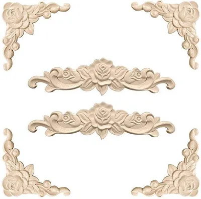 Immagine prodotto di Ornamenti in legno per mobili - vintage - Set da 6 - Intaglio del legno