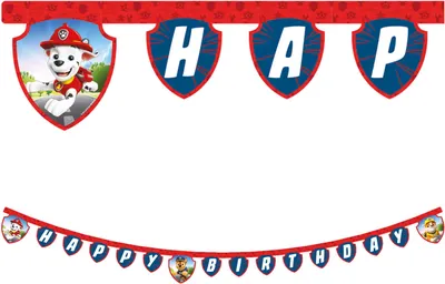 Produktbild von Papier-Geburtstagsbanner „Paw Patrol“, 2 m, 1 Stück