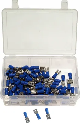 Image de 100 x cosses Assortiment de cosses à sertir TYPE CUSETTES PLATES BLEU 1,5-2,5mm²