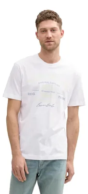 Productafbeelding van TOM TAILOR heren T-shirt van katoen met logo-opdruk