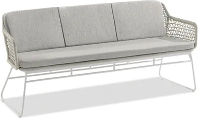 Produktbild von Niehoff Lido Bank Aluminium/Kordelgeflecht Ivory/Beige inkl. Sitzkissen