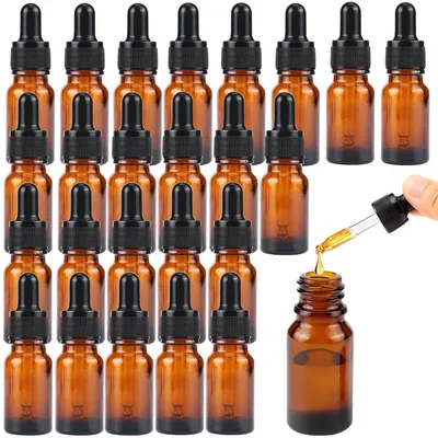Pipettenflaschen 24 Stück 10 ml braunes Glas mit Pipettendeckel