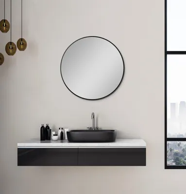 Productafbeelding van Talos Picasso Schwarz spiegel, diameter 60 cm – Hoogwaardig aluminium frame, ronde badkamerspiegel