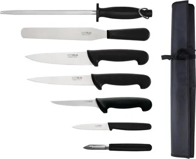 Produktbild von Hygiplas 7-teiliges Messerset mit 20cm Kochmesser und Tasche