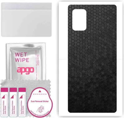 Produktbild von apgo Rückseite Schutzfolie, Skin, kompatibel mit Samsung Galaxy A71 5G, Hinten Displayschutzfolie aus Vinylfolie, kratzfest, einfache Montage - Schwarze Honigwabe