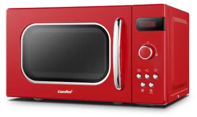 Image de Comfee CMSRO 20 di rd Four à micro-ondes de style rétro/rétro avec 8 menus auto, 5 niveaux de puissance, bouton de cuisson express, 20L, 800W, Passionate Red