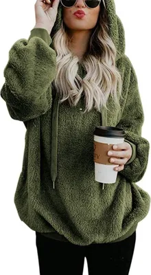 Produktbild von Sherpa-Pullover für Damen, warme Winter-Tunika-Oberteile, Sweatshirts