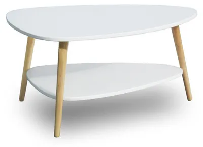 Produktbild von Moderner Couchtisch, Regal, Holzbeine, ModernHome weiß
