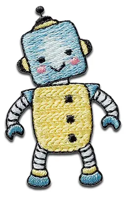 Zdjęcie produktu dla Zabawka-robot Mono-Quick – naszywka, naklejka do naprasowania, aplikacja, naszywka, łatka, do naprasowania, wymiary: 4,5 x 2,9 cm