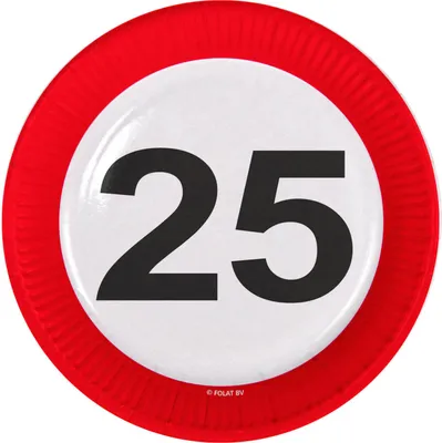 Produktbild von 25. Geburtstag Verkehrsschild 8 Teller
