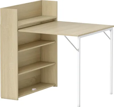 Produktbild von Esstisch Klappbar mit Regal, Industrie-Design, Platzsparend, Für Kleine Räume, 78,5 x 91 x 93 cm, Eiche