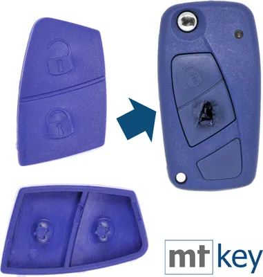 Produktbild von Auto Schlüssel Tasten Set 2X Tastenfeld kompatibel mit 2 Tasten FIAT Klapp Schlüssel Blau