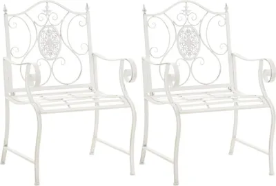 Produktbild von 2er-Set nostalgische Gartenstühle – Outdoor-Stühle – pflegeleicht | Farbe: Antikweiß