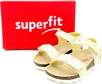 Produktbild von Superfit Mädchen Klett Sandale gelb mit bunten Sprengeln und Fussbett 30