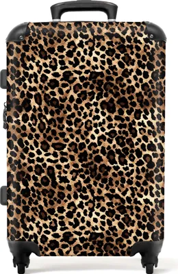Produktbild von NoBoringSuitcases.com Hartschalen Koffer Mittelgroß 67x43x25 cm, 72L, Drucke für Frauen: Braun, schwarz - Pantherdruck, Reisekoffer mit 4 Rollen