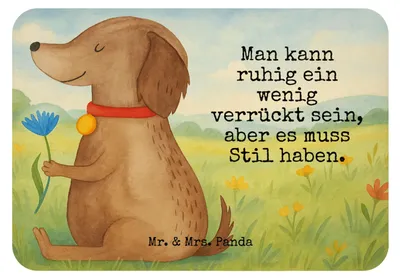 Produktbild von Mr. & Mrs. Panda Kühlschrankmagnet Hund Blume Design - Weiß - Geschenk, Hunde, Niedlich, Haha, whiteboardmagnet, Notizhalter, Sprüche, Süß, haftmagnet, tafelmagnet