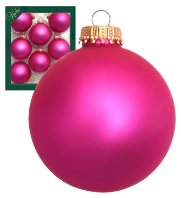 Produktbild von Krebs Glas Lauscha Christbaumkugeln - 8er Set - Satin-Pink - aus Glas - Unifarbende Kugeln - ca. 7cm