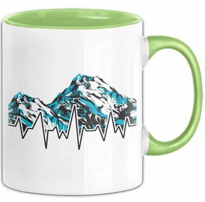 Produktbild von Ski Tasse Geschenk Grafik Skiberge Berge Becher (Grün)
