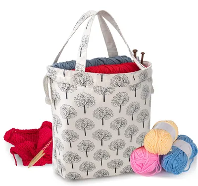Produktbild von Wolle Aufbewahrungstasche, Stricktasche für Garn und Häkelzubehör, Baumwolle