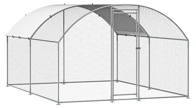 Obrázek produktu pro SucceBuy Velký kurník, 3 x 4 x 2 m, výběh s krytem, ohrada s dvojitou střechou a bezpečnostním zámkem, vhodný pro kachny a králíky, ideální pro dvůr, farmu, zahradu