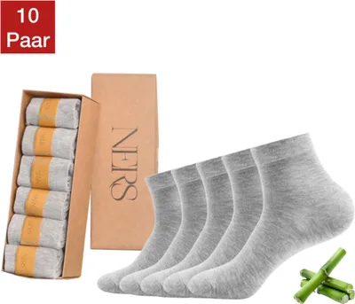 Produktbild von 10 Paar Kurzsocken aus Bambus für Damen und Herren ohne drückende Naht, ohne Bund, gegen Schweißfüße