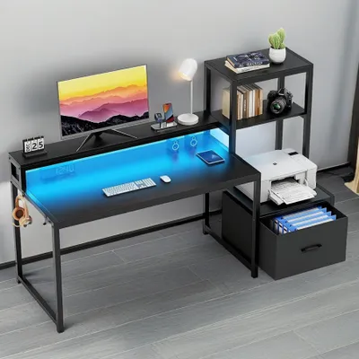 Obrázek produktu pro FOREST PC stůl s LED osvětlením, černý