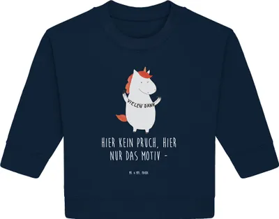 Produktbild von Mr. & Mrs. Panda Organic Baby Pullover Einhorn Dankeschön 6. - 12. Monat - French Navy - Geschenk, Unicorn, Danksagung, Einhörner, Vielen Dank, Danke, Bullover