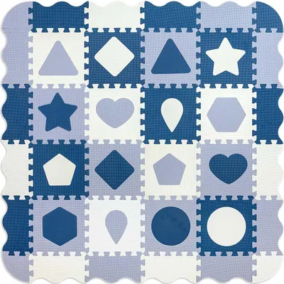 Image de Puzzle en mousse, tapis, Formes, bleu, 36 pièces