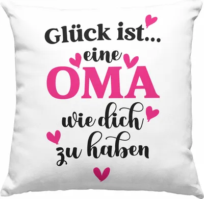 Produktbild von Trendation - Oma Deko-Kissen mit Füllung 40x40 mit Spruch Geschenk von Enkel für Beste Oma Muttertag Geburtstagsgeschenk  (Grau)