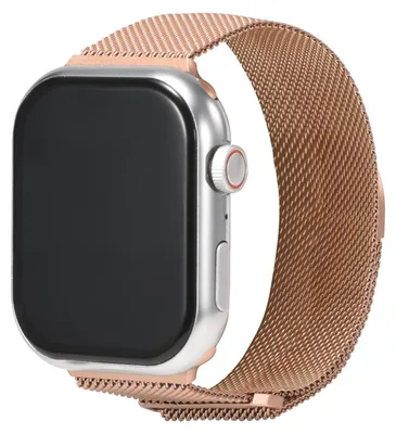 Produktbild von Milanaise Edelstahl Ersatzarmband für Apple Watch 1 2 3 4 5 6 7 8 9 10 11 SE 1 2 3 Ultra 1 2 3 mit 42/44/45/49mm Gehäuse Magnetisches Mesh Uhrenarmband Roségold Verstellbares Smartwatch Armband Größe Universal