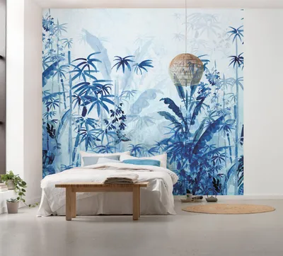 Produktbild von Komar Vlies Fototapete - Blue Jungle - Größe: 300 x 280 cm (Breite x Höhe) - 3 Bahnen, Wohnzimmer, Schlafzimmer, Tapete