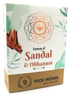 Produktbild von Räucherstäbchen Green Tree Sandal & Olibanum Botanical Incense, 9 dicke Stäbchen