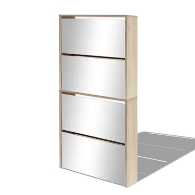 Image de vidaXL Armoire à chaussures avec 4 compartiments miroir chêne 63×17×134 cm