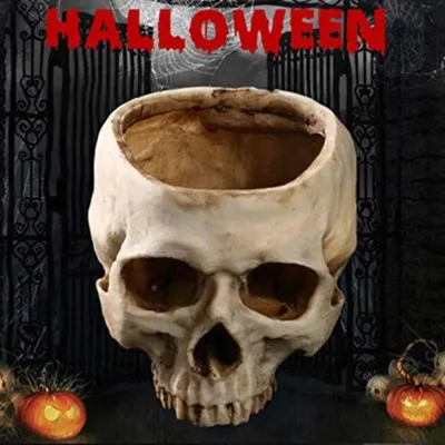Produktbild von Totenkopf Blumentopf Schädel Blumentopf Skull Blumentopf Halloween Totenkopf Deko aus Harz als Geschenke Ornamente für Pflanzen/Büro/Schreibtisch,