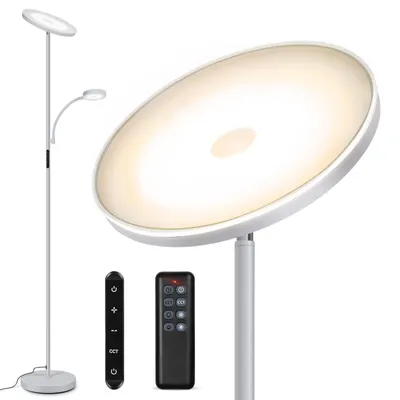 Productafbeelding van Dimbare LED Vloerlamp met Leeslamp, 27W/2400LM Uplighter met 7W