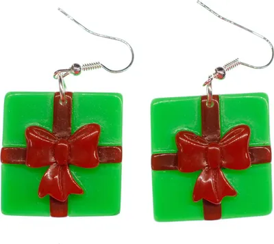 Produktbild von Geschenk Ohrringe Miniblings Weihnachtsgeschenk Hänger grün rote Schleife