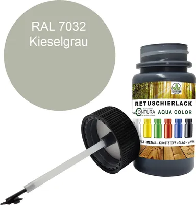 Produktbild von Reparaturlack Lackstift RAL Lack Pinselflasche 50ml. Farbe Holz Metall Möbel Auto Bad Retuschierlack - RAL 7032 Kieselgrau