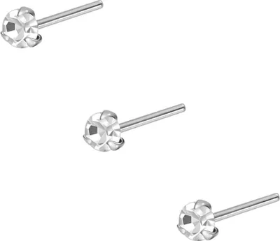 Produktbild von Nasenpiercing, Nasenstecker SET 925er Silber Nasenstecker RUNDER KRISTALL - biegbar