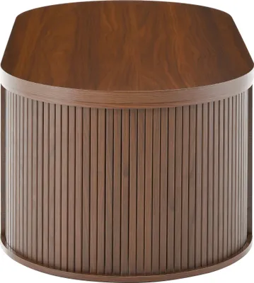 Produktbild von Merax Couchtisch höhenverstellbar, ausziehbares Regal, Stauraum, modernes Design mit gebogenen Holzseiten, Wohnzimmermöbel, Walnuss