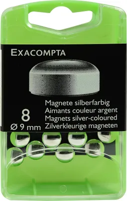 Image de Exacompta Boîte de 8 aimants F9 9mm de diamètre Argent 10913E