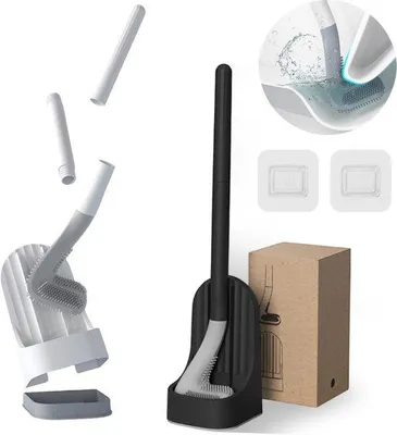 Immagine prodotto di Set di spazzole per WC in silicone, nei colori bianco e nero, per una pulizia accurata