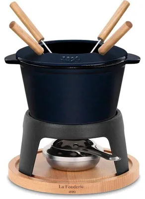 Obrázek produktu pro Litinová sada na fondue, LA FONDERIE 1890 MONT D'ARBOIS, 1,2 l, pro 4 osoby, smaltovaná, modrá