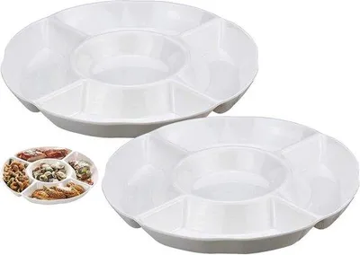 Produktbild von Famanu Snackplatten Set - Runde, unterteilte Servierplatten - Weiß